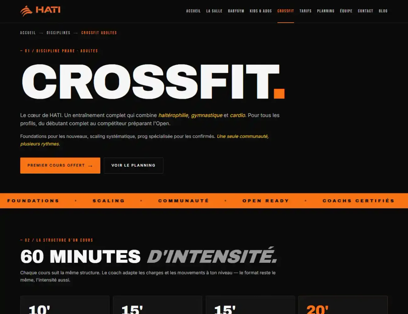 Nouveau site HATI CrossFit — rapide et moderne